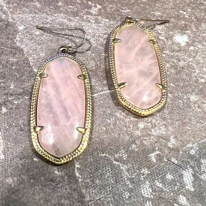 Elle Gold Drop Earrings in Rose Quartz
